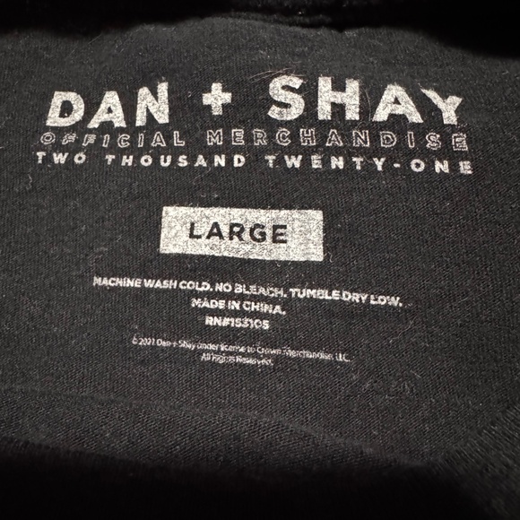 Dan + Shay Concert T-Shirt 2021 The Arena Tour Black Short Sleeve, Size Large - Picture 4 of 4
